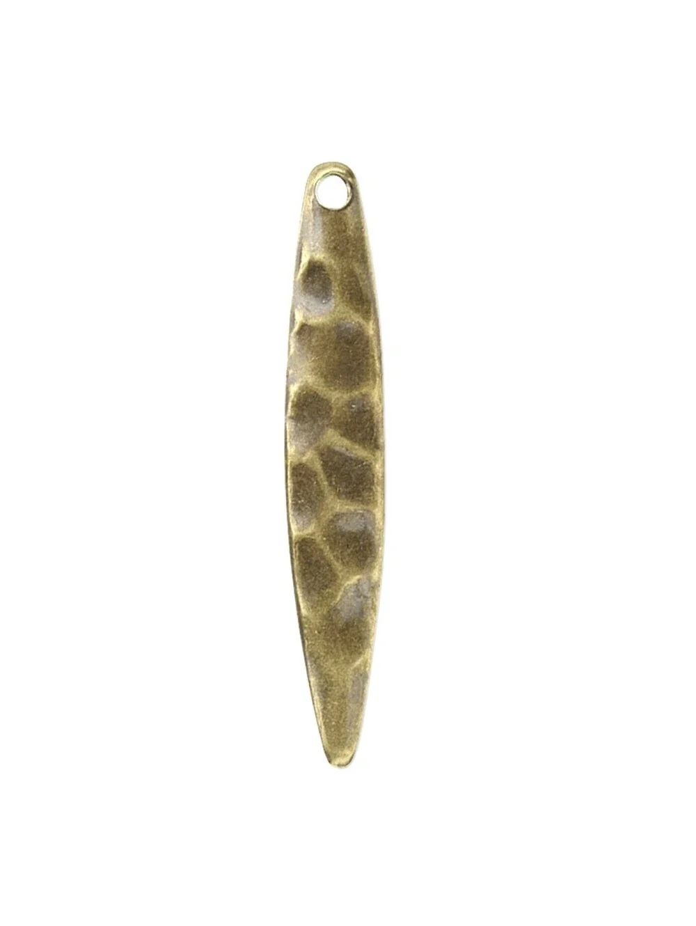 Antiqued Antiqued Brass Steel Tapered Oval 28x5mm Hammered Drops Charms 10 pcs